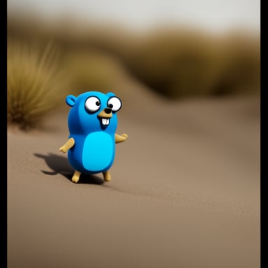 Go Blue Gopher is a muscular blue gopher with wide shoulders and tiny legs.