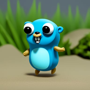 Go Blue Gopher is a muscular blue gopher with wide shoulders and tiny legs.