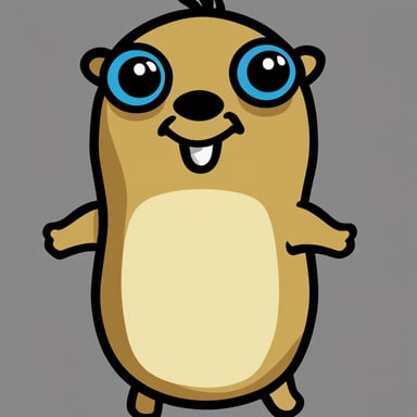 Go blue gopher with eyes pointing downward and also pointing downward.
