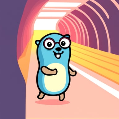 Go Blue Gopher coming outside a tunnel.