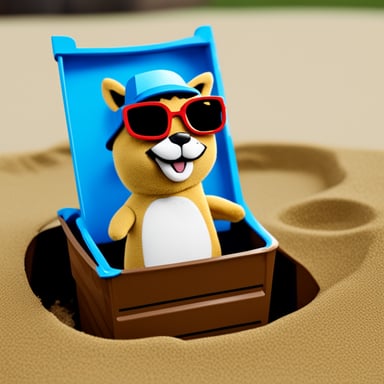 Go blue gopher dressed up as a cat in a sandbox.