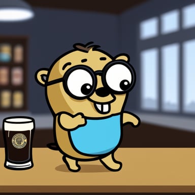 Go Blue Gopher drinking a pint of Guinness.