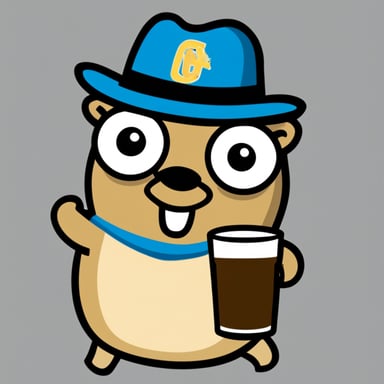 Go Blue Gopher drinking a pint of Guinness.