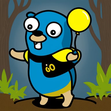 Go Blue Gopher in a black and yellow setting.
