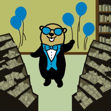 Go Blue Gopher wearing a black tuxedo
