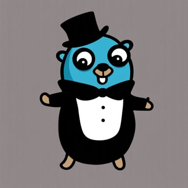 Go Blue Gopher wearing a black tuxedo