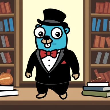 Go Blue Gopher wearing a black tuxedo