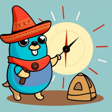 Go Blue Gopher with a sombrero and a sundial watch