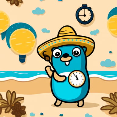 Go Blue Gopher with a sombrero and a sundial watch