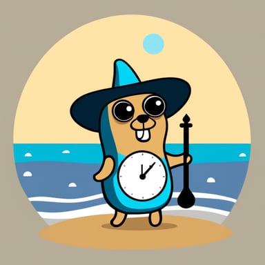 Go Blue Gopher with a sombrero and a sundial watch