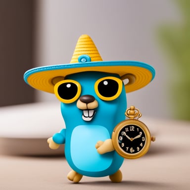 Go Blue Gopher with a sombrero and a sundial watch