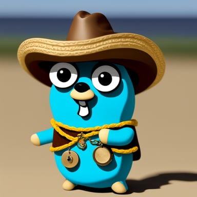 Go Blue Gopher with a sombrero and pocket watch.