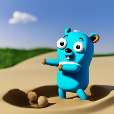 Go Blue Gopher and the Android mascot are playing together in a sandbox.