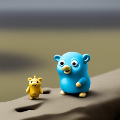 Go Blue Gopher with an elephant toy in hand.