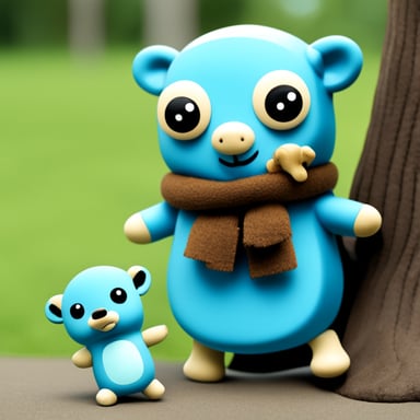 Go Blue Gopher with an elephant toy in hand.