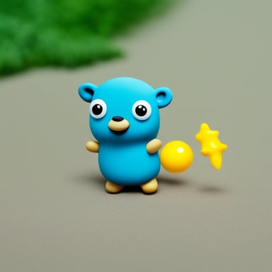Go Blue Gopher with an elephant toy in hand.