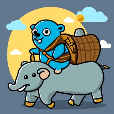 Go Blue Gopher rides an elephant.