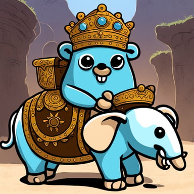 Go Blue Gopher rides an elephant.