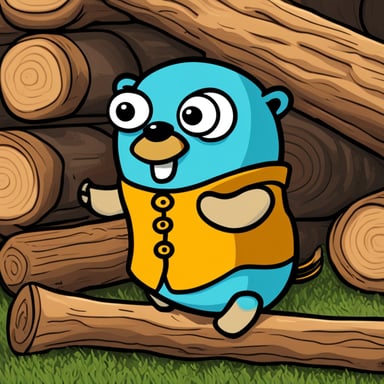 Go Blue Gopher with wood logs instead of eye pupils.