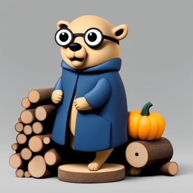 Go Blue Gopher with wood logs instead of eye pupils.
