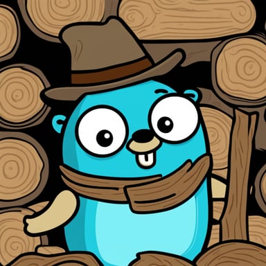Go Blue Gopher with wood logs instead of eye pupils.