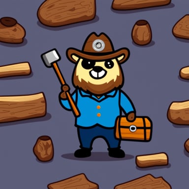 Happy Go Blue Gopher as a lumberjack.