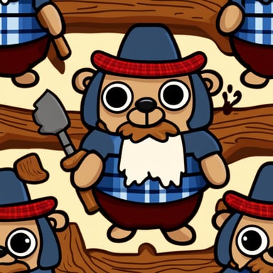 Happy Go Blue Gopher as a lumberjack.