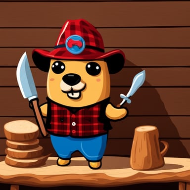 Happy Go Blue Gopher as a lumberjack.