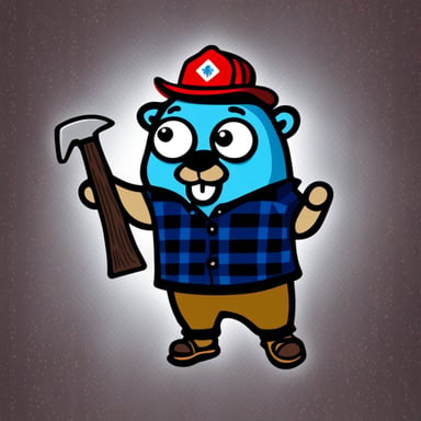 Happy Go Blue Gopher as a lumberjack.