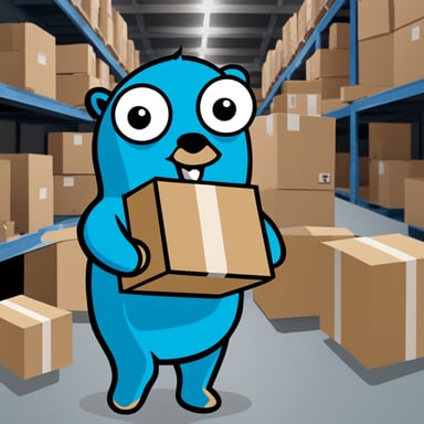 Go Blue Gopher is busy distributing packages to the couriers for delivery, ensuring every Go Blue Gopher courier is prepared for their route.