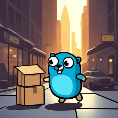 Go Blue Gopher is busy distributing packages to the couriers for delivery, ensuring every Go Blue Gopher courier is prepared for their route.