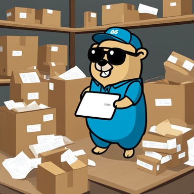 Go Blue Gopher is busy dispatching packages efficiently.