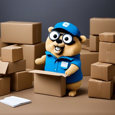 Go Blue Gopher is busy dispatching packages efficiently.