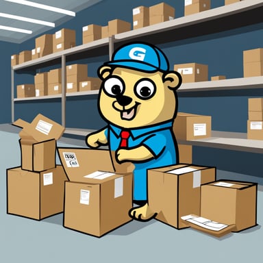 Go Blue Gopher is busy dispatching packages efficiently.