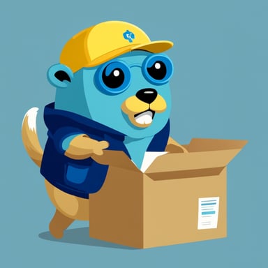 Go Blue Gopher is busy dispatching packages efficiently.