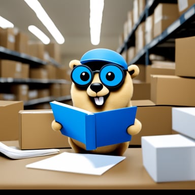 Go Blue Gopher is busy dispatching packages efficiently.