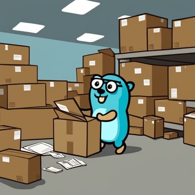 Go Blue Gopher is busy dispatching packages efficiently.