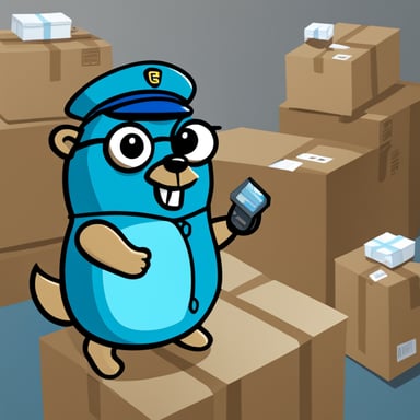 Go Blue Gopher is busy dispatching packages efficiently.
