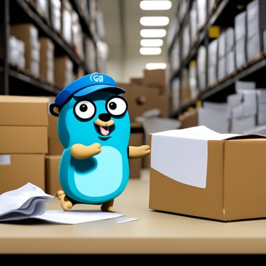 Go Blue Gopher is busy dispatching packages efficiently.