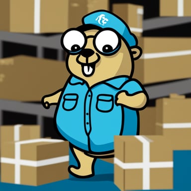 Go Blue Gopher piles up packages.