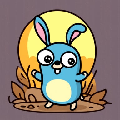 Happy Go Blue Gopher in rabbit costume