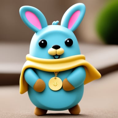 Happy Go Blue Gopher in rabbit costume