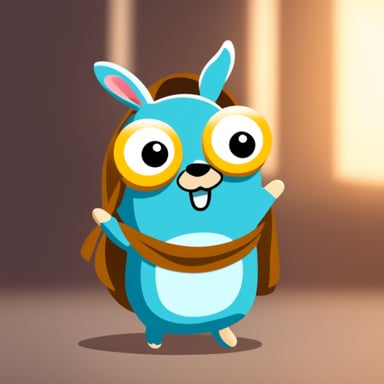 Happy Go Blue Gopher in rabbit costume