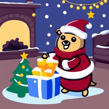 Go Blue Gopher celebrating Christmas with a festive Go program