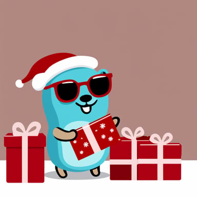 Go Blue Gopher with Christmas presents
