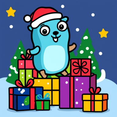 Go Blue Gopher with Christmas presents