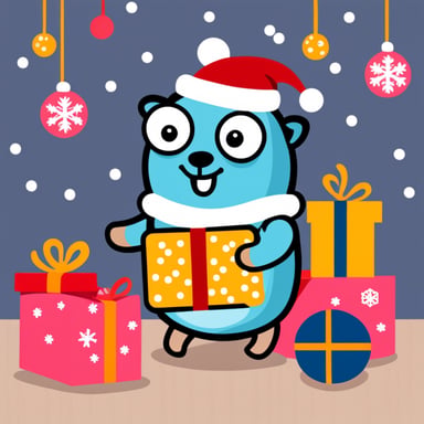 Go Blue Gopher with Christmas presents