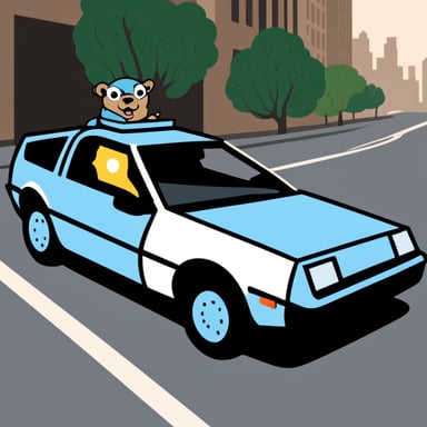 Go Blue Gopher in a DeLorean