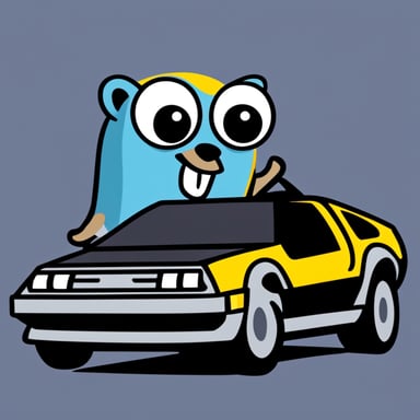 Go Blue Gopher in a DeLorean