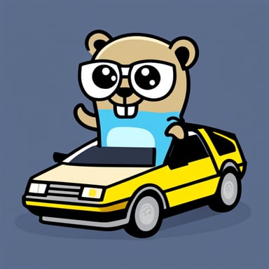 Go Blue Gopher in a DeLorean